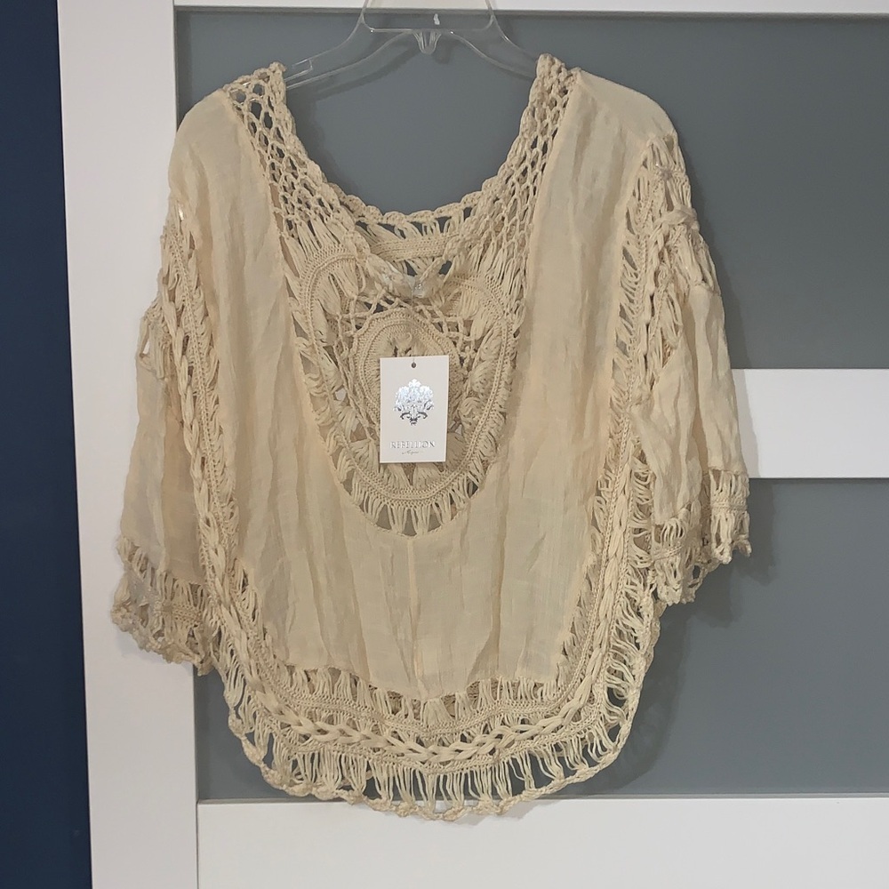 Rebellion Beige Crochet Blouse